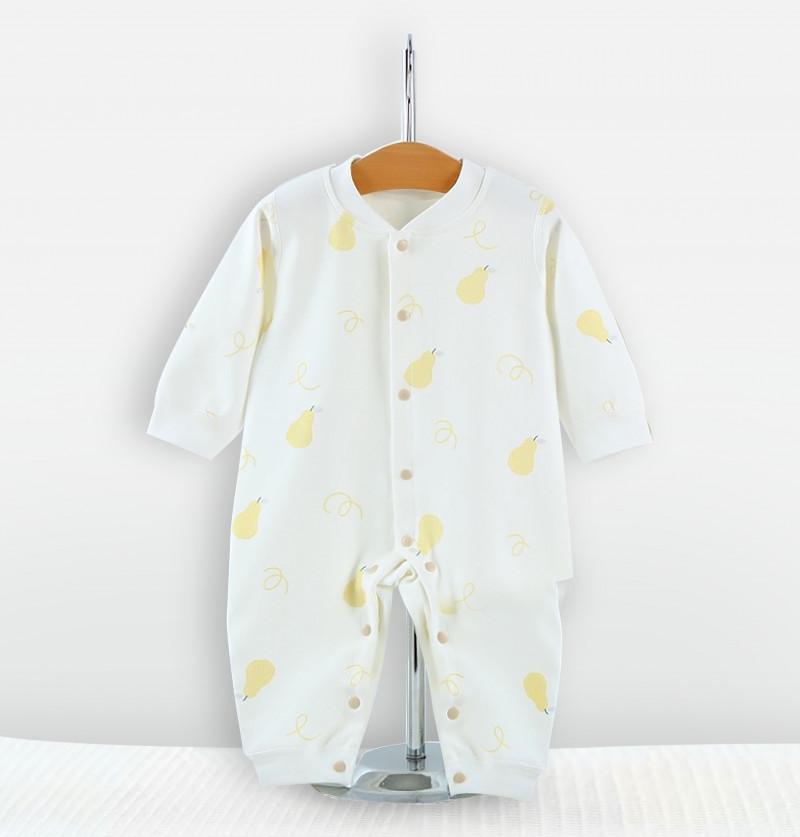 Soft Pure Cotton Onesies Romper Dress for Newborn & Infants - Yellow Pear Print