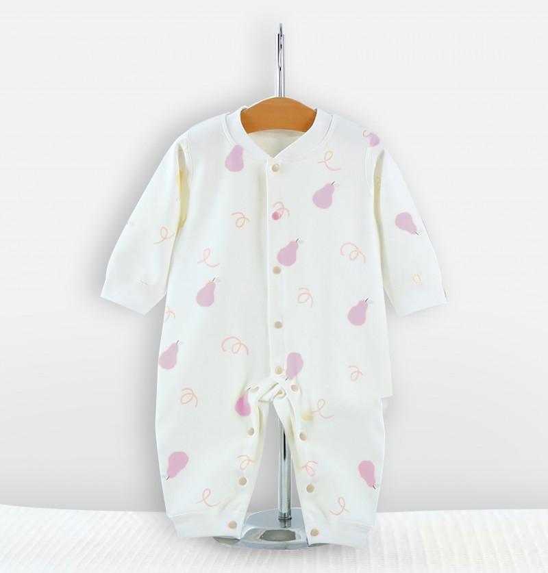 Soft Pure Cotton Onesies Romper Dress for Newborn & Infants - Red Pear Print