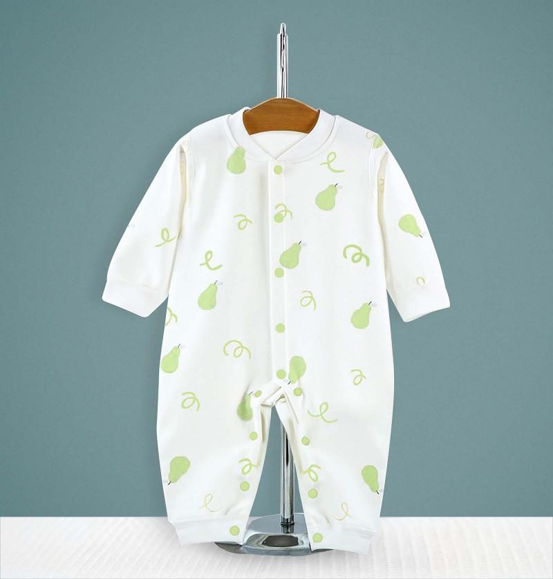 Soft Pure Cotton Onesies Romper Dress for Newborn & Infants - Green Pear Print