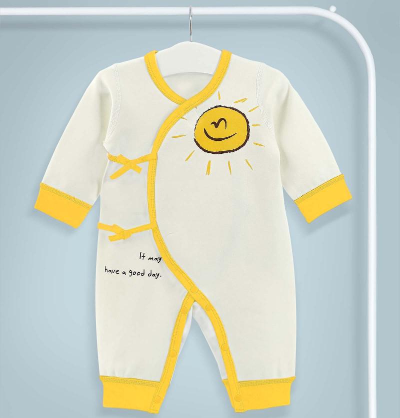 Bamboo Cotton Organic Onesies Romper Smiling Sun for Newborn and Infant - Yellow