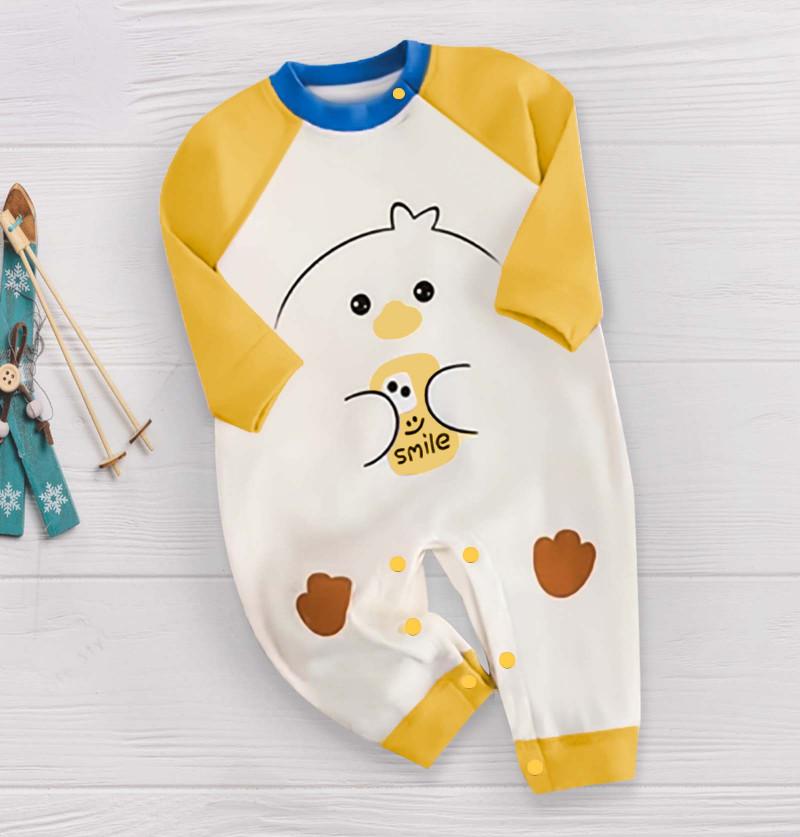Cute Little Chicken Print Soft Rompers and Onesies for Newborns - Yellow