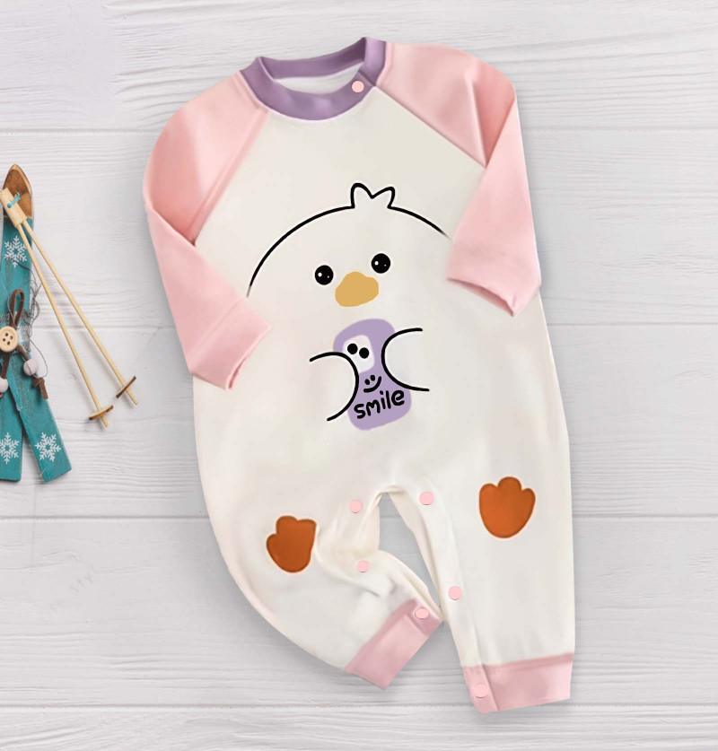 Cute Little Chicken Print Soft Rompers and Onesies for Newborns - Pink