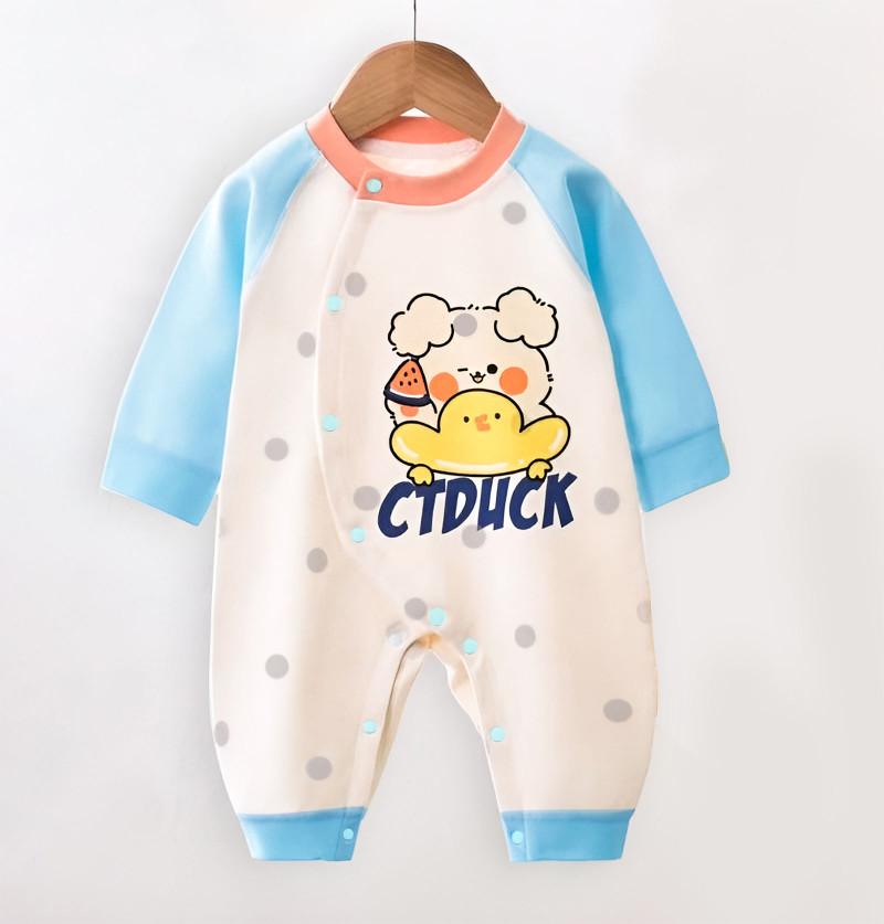CT Duck Print Soft Rompers and Onesies for Newborns - Blue