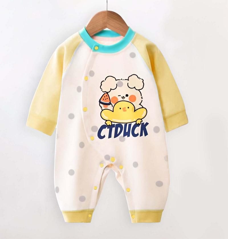 CT Duck Print Soft Rompers and Onesies for Newborns - Yellow