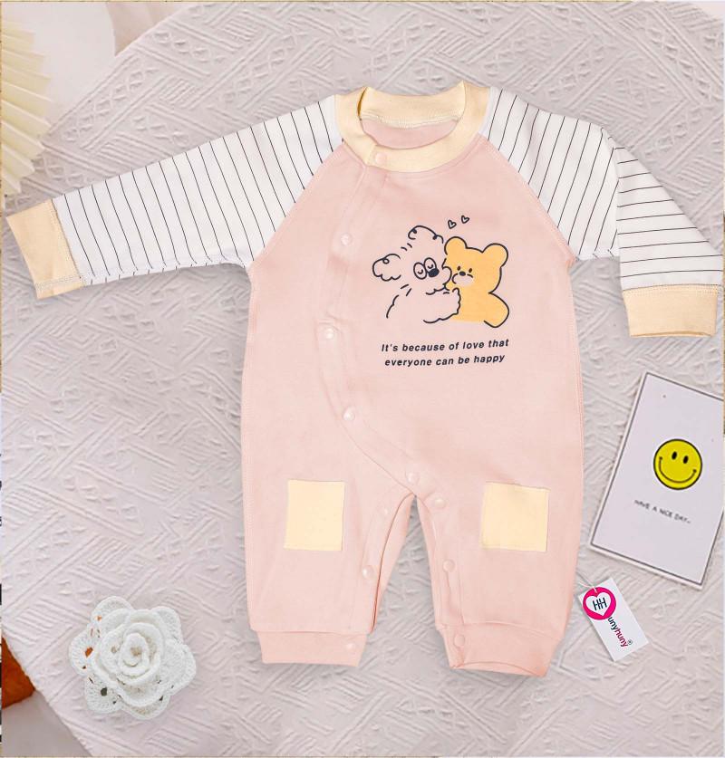 Bear Hug Supersoft Organic Cotton Romper Bodysuit for Infant - Pink