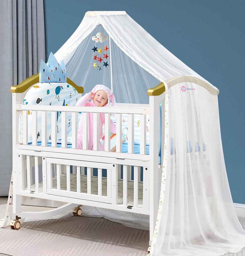 Plus Strong - Pinewood 12 in 1 Cot Crib - With Mosquito Net and Stand
