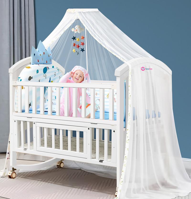 Plus Strong - Pinewood 12 In 1 Cot Crib with Mosquito Net & Stand