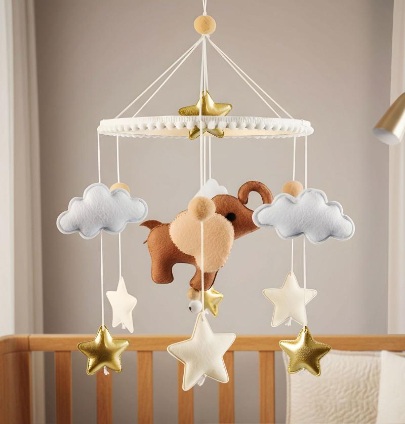 Baby Cot Mobile / Baby Crib Hanging / Baby Nursery Decor - Elephant