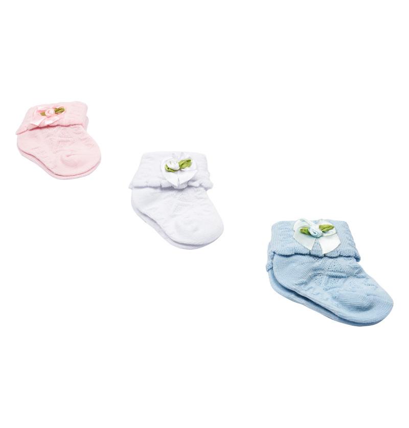 Newborn Baby Socks Bow and Rose