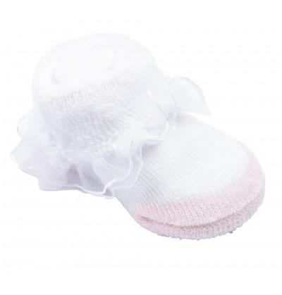 Ruffled Lace and Puffy Design Pink Socks