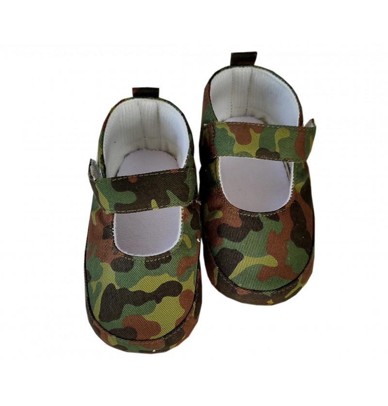 HunyHuny Charismatic Green Military Print Shoes for Infant Girls