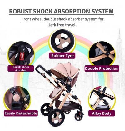 foldable stroller reversible bassinet five point safety harness and many more features