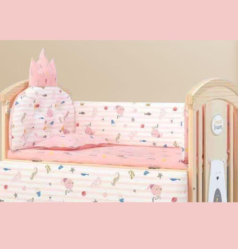 Baby Bed Bedding Set Pack of 6 - Pink Whale