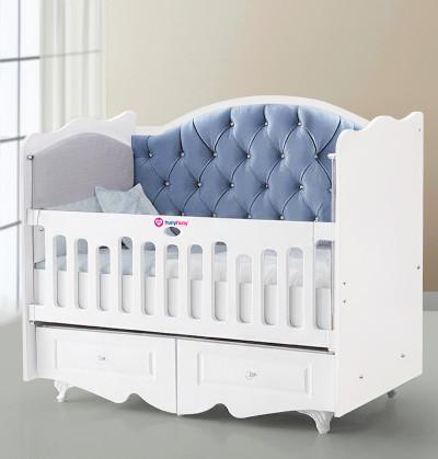 crib bed artificial diamond studded tuffted