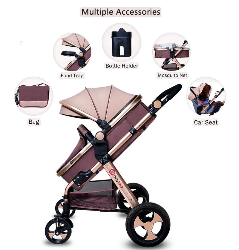prams and strollers with mom bag bottle holder mosquito net level adjustable canopy and carry cot