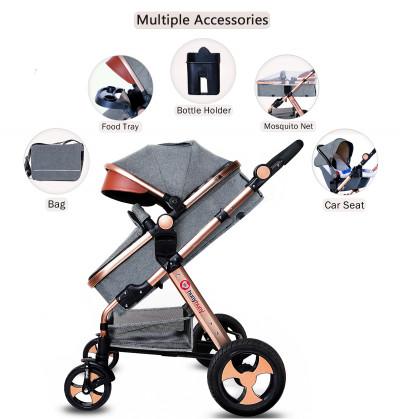 Strollers_have_multiple_accessories_like_bag_food_tray_bottle_holder_mosquito_net_and_car_seat