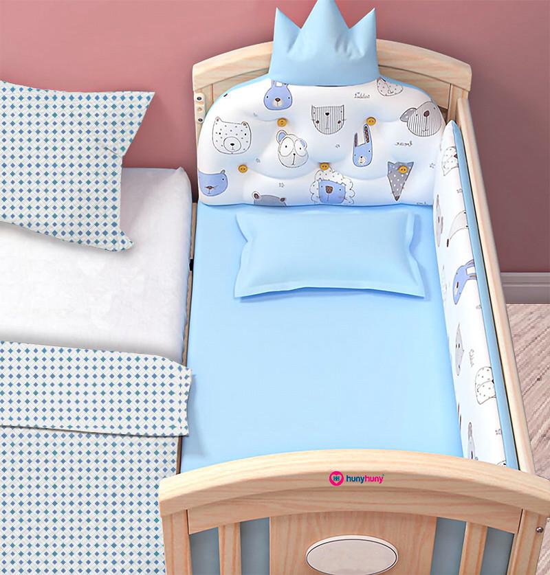 Baby Bed Bedding Set Pack of 6 - Blue Crown