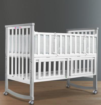 Pinewood Baby Bed Multifunctional Rocking Cot - Wooden Finish