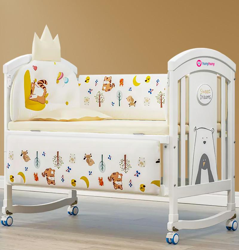 Baby Bed Bumper Bedding Set Pack of 6 - Beige Crown
