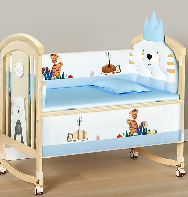 Baby Bed Bumper Bedding Set Pack of 6 - Blue Crown
