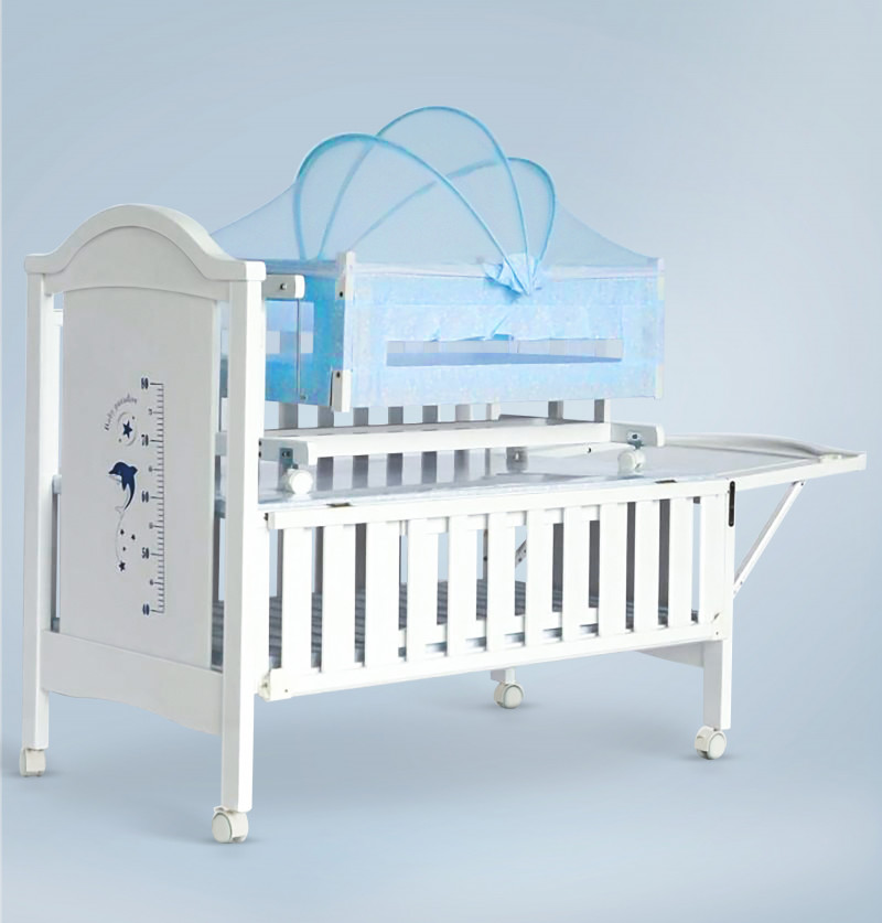 convertible crib with palna and side diaper changing station