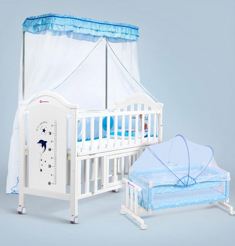 crib bed with jhula and mosquito net