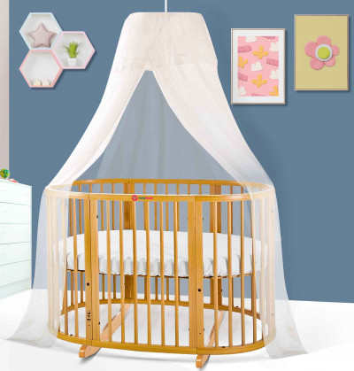antique crib with big size canopy like mosquito net for baby
