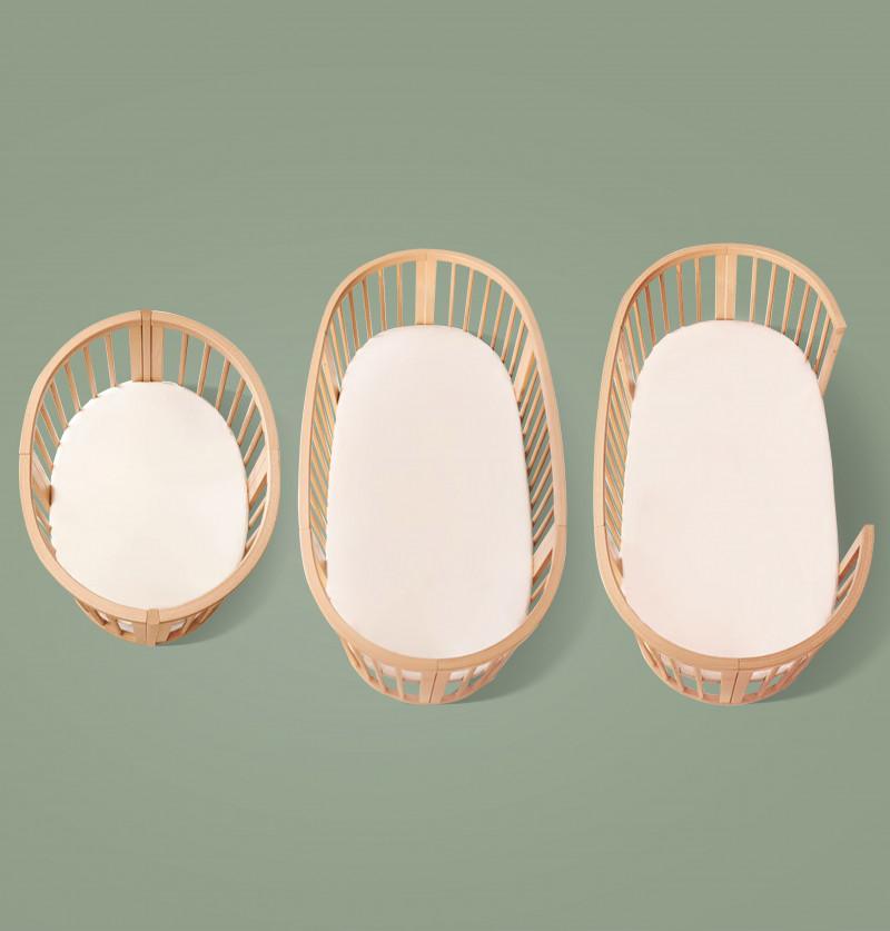 cribs and cradles with 3 transitions like small round, small oval and big oval grows according to baby age