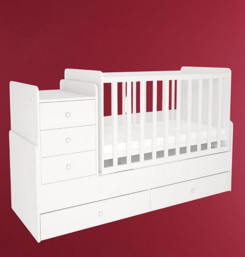 HunyHuny Baby Convertible Crib - With Chest Of Drawers