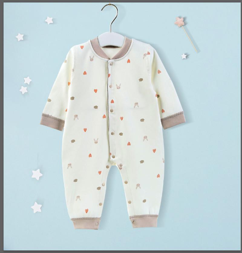 Happy Hearts and Bunny Print Soft Organic Cotton Newborn Onesies and Rompers for Infant