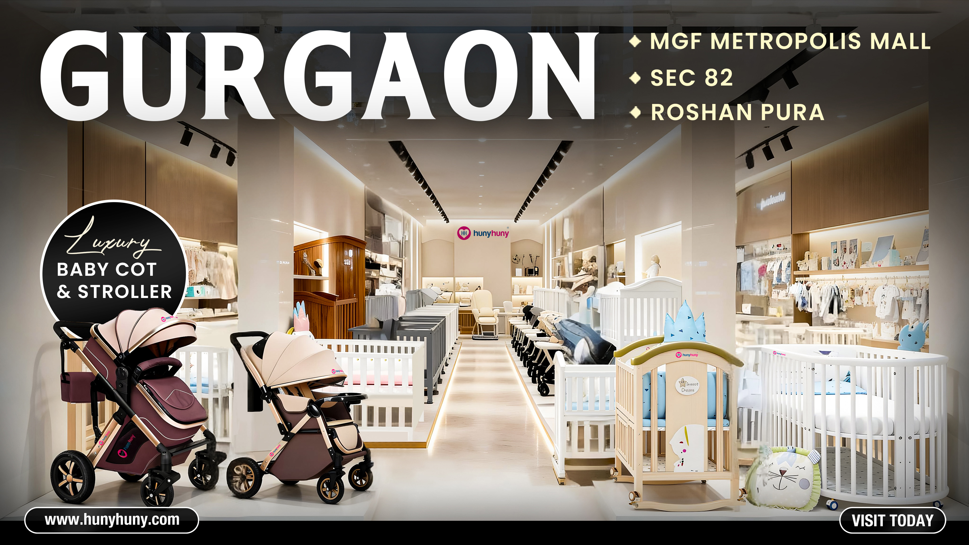 India’s Largest Baby Cot Seller - HunyHuny | Now in Gurgaon | MG Road • Roshanpura • Sector 82